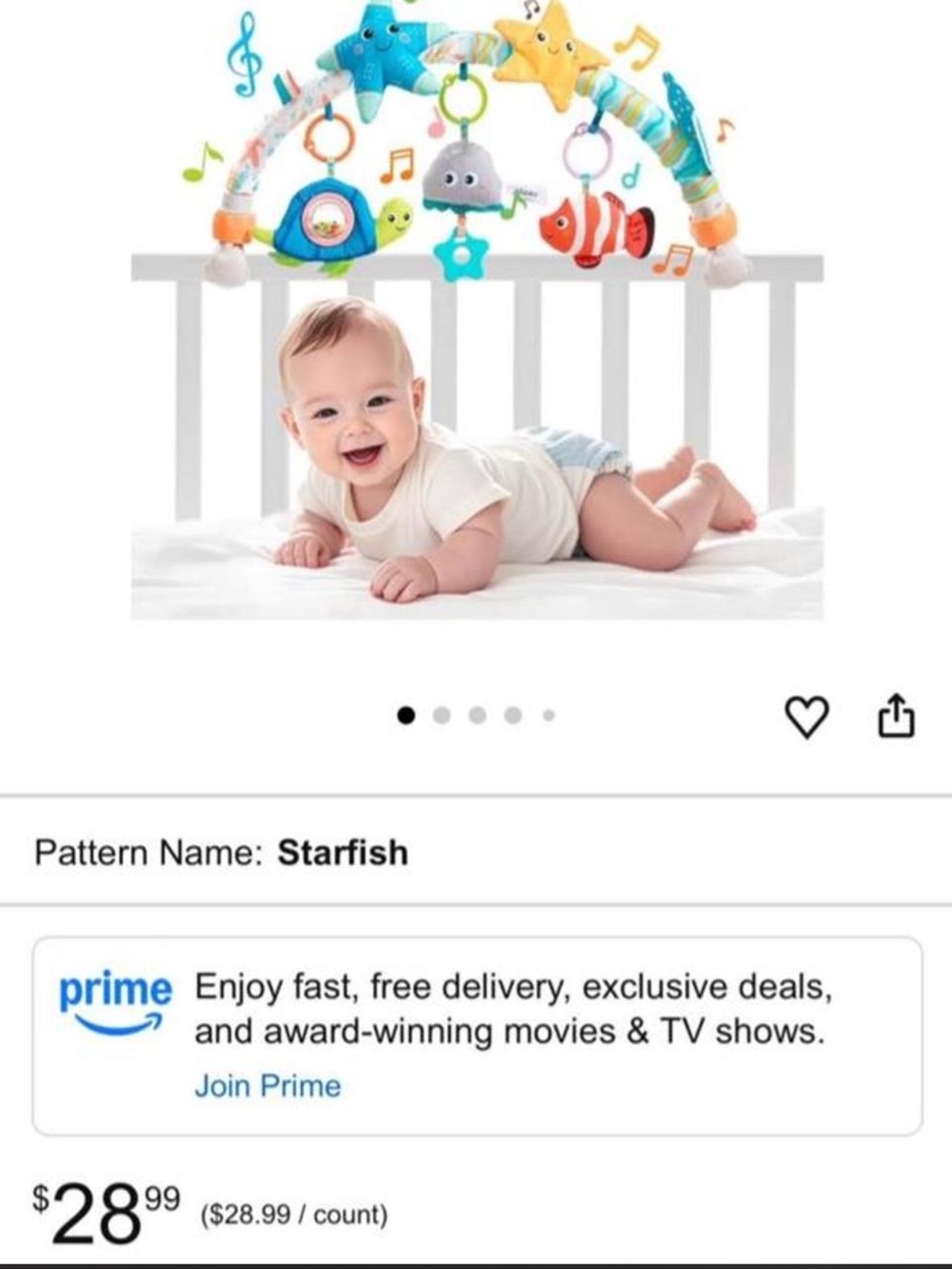 Starfish Pattern Baby Crib/Play Gym Toy - Colorful Sea Creatures